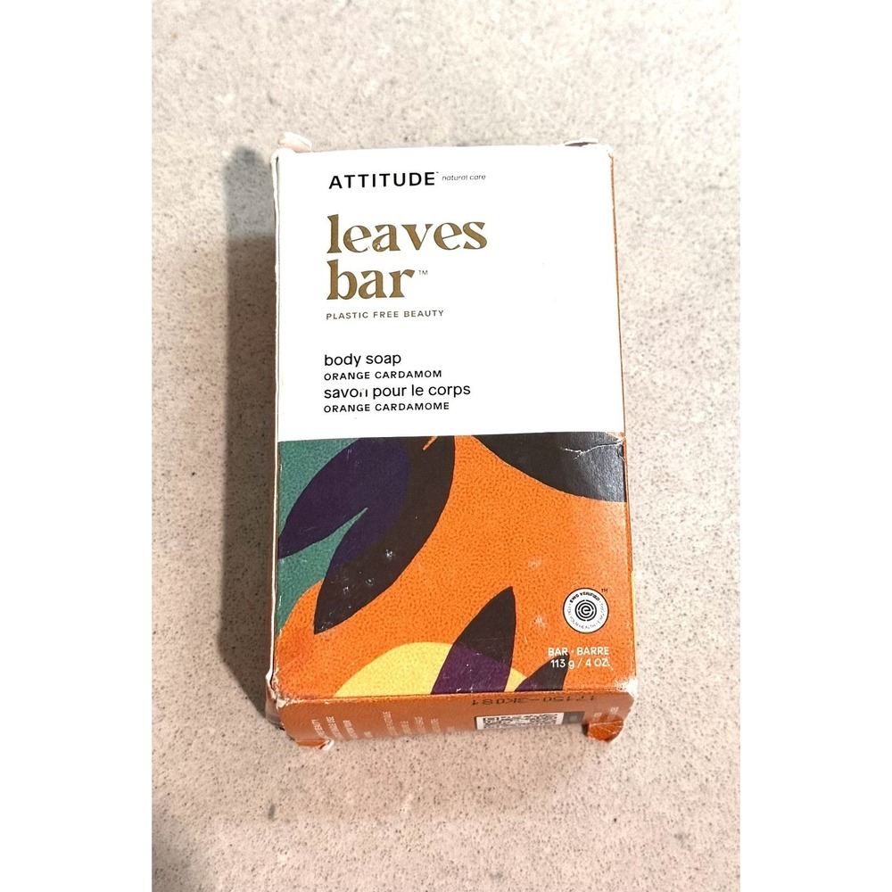 Leaves Bar Body Soap Orange Cardamom  4 Oz By Attitude. Scented,  Vegan